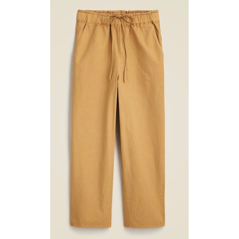 J. Crew Womens Drawstring Cotton Linen Wide Leg Pants Tan Size XS
